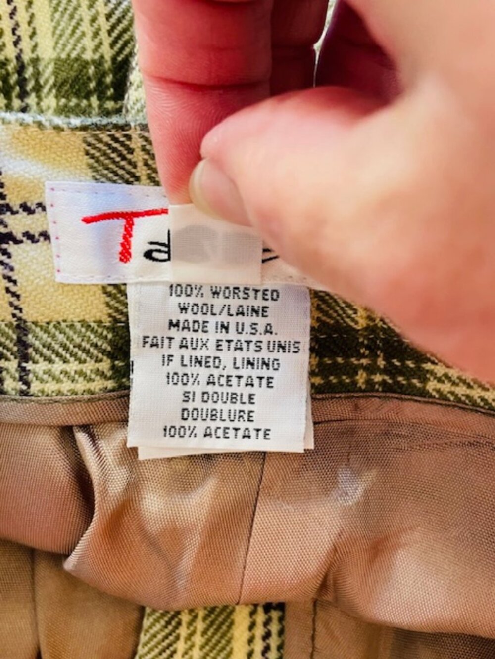 Vintage Talbots Plaid Wool Bermuda Long Shorts Lined Cuffed Pleated XS 24 - Picture 4 of 10